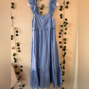 Blu Pepper | Light Blue Ruffled Sleeveless Dress